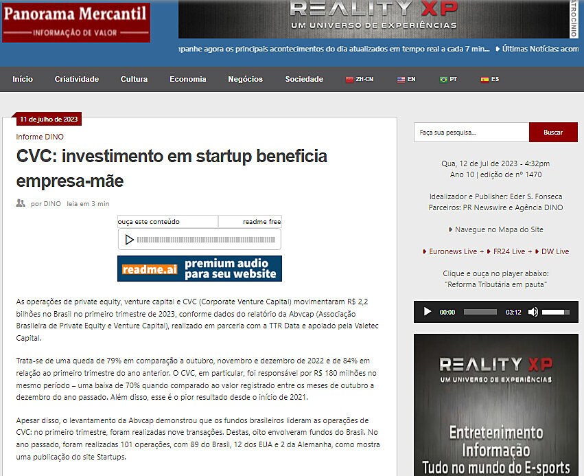 CVC: investimento em startup beneficia empresa-me